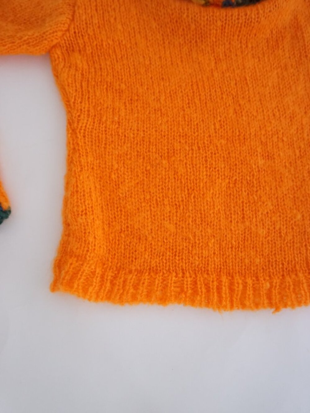 Fresh Baked Goods Orange Hand Knit Turtleneck Sweater Chunky Rib Trim Sweater M - Picture 6 of 10